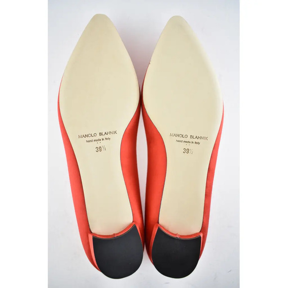 Manolo Blahnik Hangisi Red Satin Silver Jewel Buckle Ballerina Ballet Flat 39.5 - Picture 12 of 12